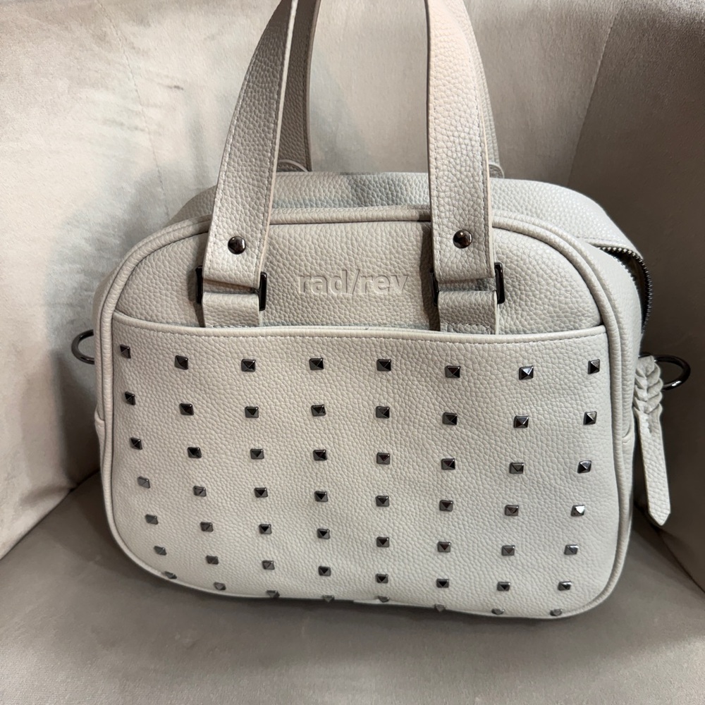 Radley White Stud-Embellished Pebble Leather Crossbody Bag